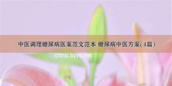 中医调理糖尿病医案范文范本 糖尿病中医方案(4篇)