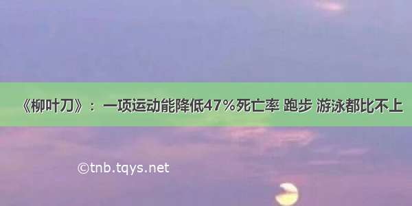 《柳叶刀》：一项运动能降低47％死亡率 跑步 游泳都比不上