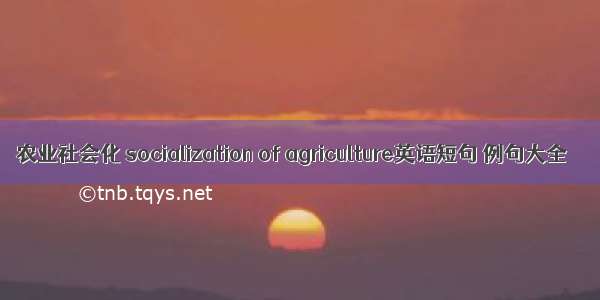 农业社会化 socialization of agriculture英语短句 例句大全