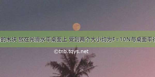 一个质量m=2kg的木块 放在光滑水平桌面上 受到两个大小均为F=10N与桌面平行 互成120度角的