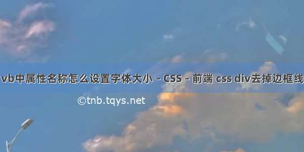 vb中属性名称怎么设置字体大小 – CSS – 前端 css div去掉边框线