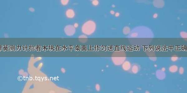 如图所示 弹簧测力计拉着木块在水平桌面上作匀速直线运动 下列说法中正确的是A.木块