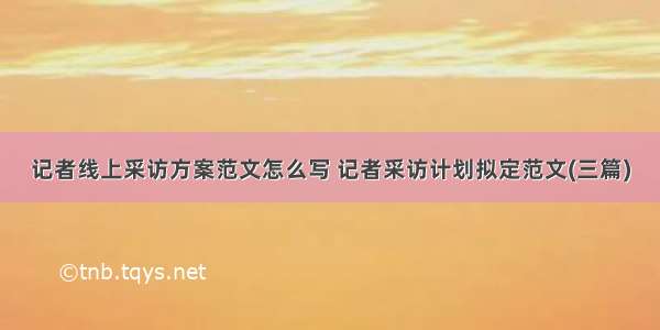 记者线上采访方案范文怎么写 记者采访计划拟定范文(三篇)