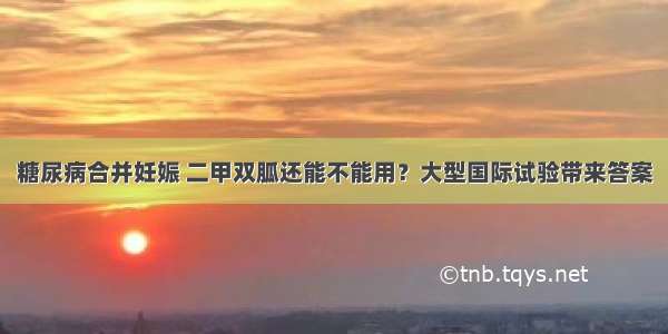 糖尿病合并妊娠 二甲双胍还能不能用？大型国际试验带来答案