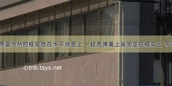 如图所示 质量为M的框架放在水平地面上 一轻质弹簧上端固定在框架上 下端拴着一质