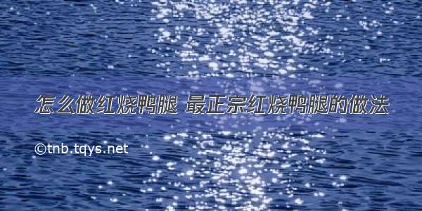 怎么做红烧鸭腿 最正宗红烧鸭腿的做法