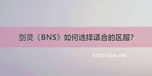 剑灵《BNS》如何选择适合的区服？