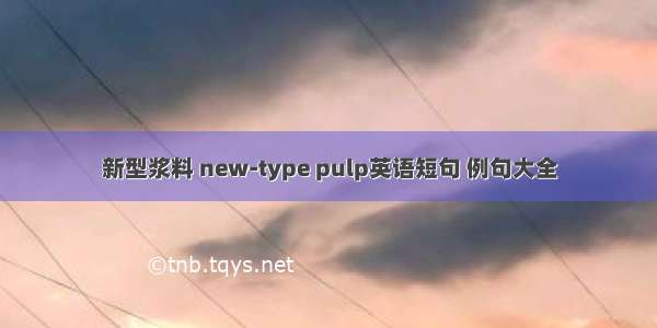 新型浆料 new-type pulp英语短句 例句大全