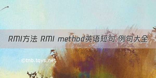 RMI方法 RMI method英语短句 例句大全