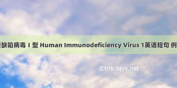 人免疫缺陷病毒Ⅰ型 Human Immunodeficiency Virus 1英语短句 例句大全