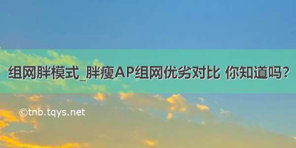 组网胖模式_胖瘦AP组网优劣对比 你知道吗？