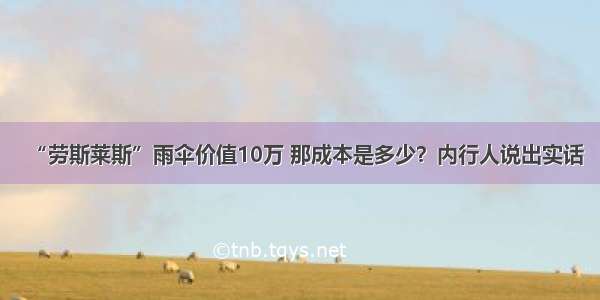 “劳斯莱斯”雨伞价值10万 那成本是多少？内行人说出实话