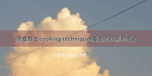 烹食方法 cooking techniques英语短句 例句大全