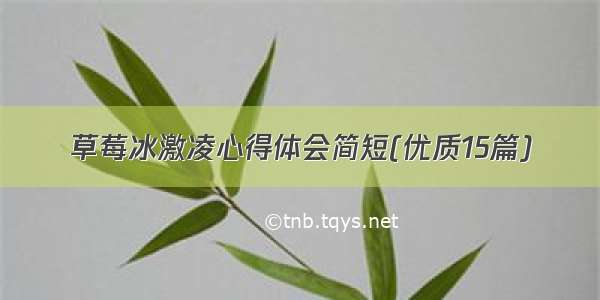 草莓冰激凌心得体会简短(优质15篇)