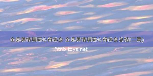 全县舆情调研心得体会 全县舆情调研心得体会总结(二篇)