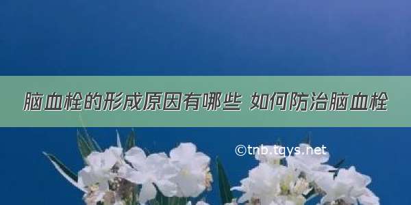 脑血栓的形成原因有哪些 如何防治脑血栓