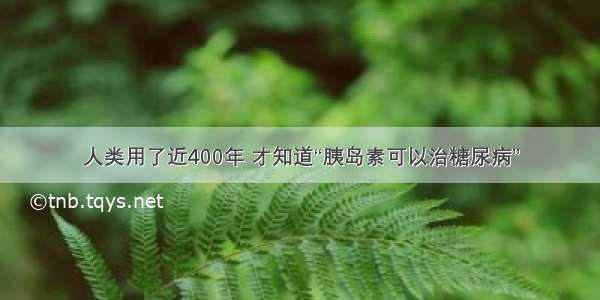 人类用了近400年 才知道“胰岛素可以治糖尿病”