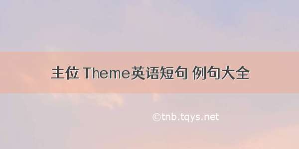 主位 Theme英语短句 例句大全