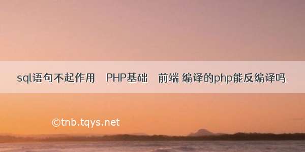 sql语句不起作用 – PHP基础 – 前端 编译的php能反编译吗