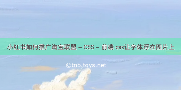 小红书如何推广淘宝联盟 – CSS – 前端 css让字体浮在图片上