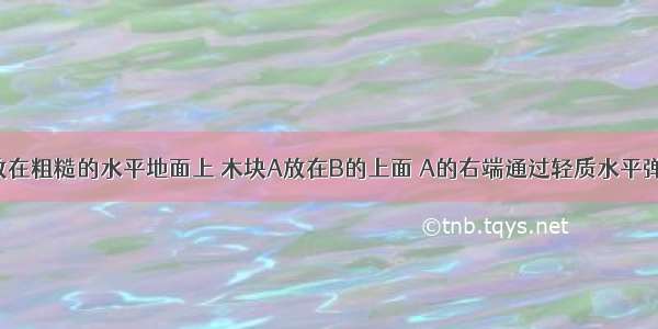 一块木板B放在粗糙的水平地面上 木块A放在B的上面 A的右端通过轻质水平弹簧与竖直墙