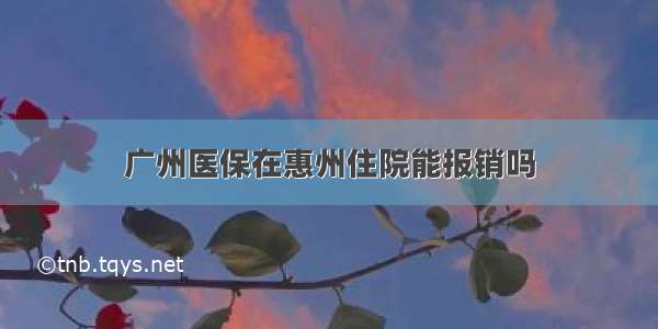 广州医保在惠州住院能报销吗