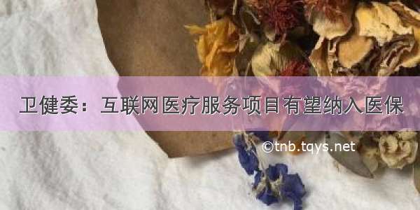 卫健委：互联网医疗服务项目有望纳入医保