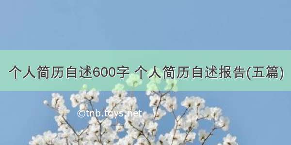 个人简历自述600字 个人简历自述报告(五篇)