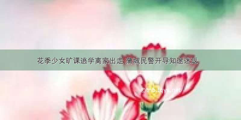 花季少女旷课逃学离家出走 蒲城民警开导知途迷返