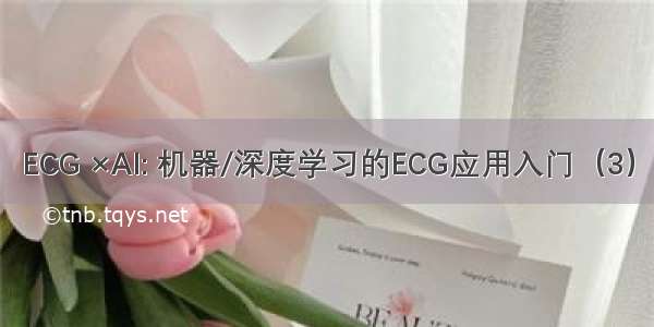 ECG ×AI: 机器/深度学习的ECG应用入门（3）