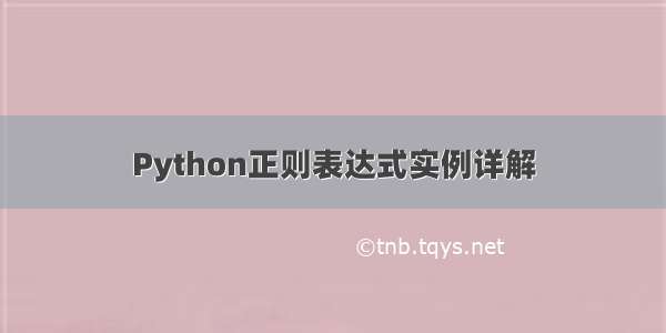 Python正则表达式实例详解