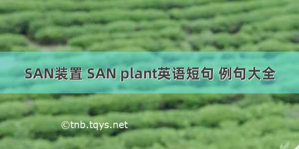 SAN装置 SAN plant英语短句 例句大全