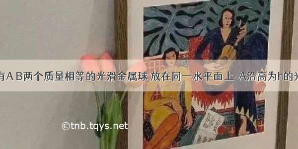 如图所示 有A B两个质量相等的光滑金属球 放在同一水平面上．A沿高为h的光滑斜面滚