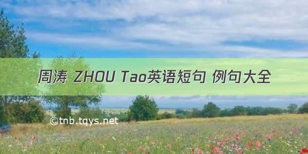 周涛 ZHOU Tao英语短句 例句大全