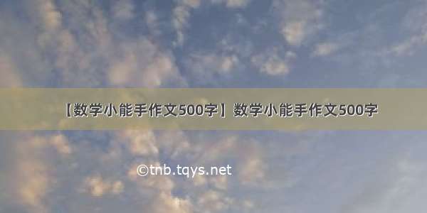 【数学小能手作文500字】数学小能手作文500字