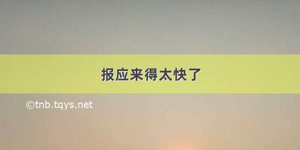 报应来得太快了