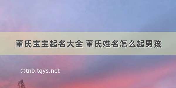 董氏宝宝起名大全 董氏姓名怎么起男孩