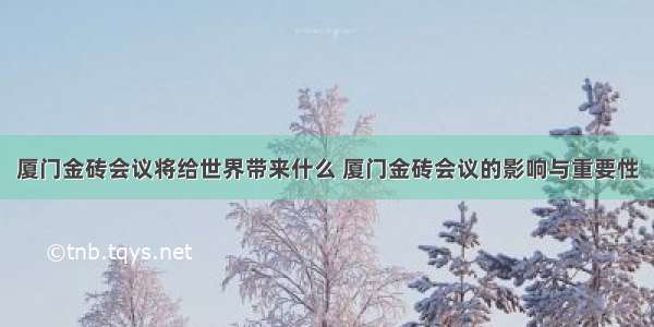 厦门金砖会议将给世界带来什么 厦门金砖会议的影响与重要性