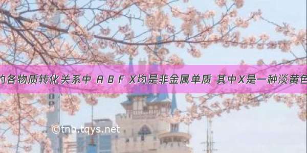 如图所示的各物质转化关系中 A B F X均是非金属单质 其中X是一种淡黄色粉末 Z是