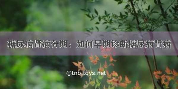 糖尿病肾病分期：如何早期诊断糖尿病肾病