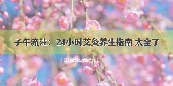 子午流注：24小时艾灸养生指南 太全了