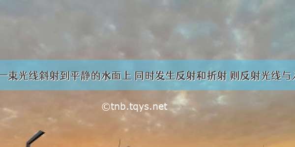 如图所示 一束光线斜射到平静的水面上 同时发生反射和折射 则反射光线与入射光线的