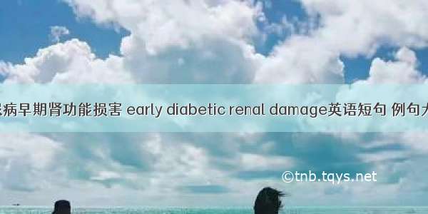 糖尿病早期肾功能损害 early diabetic renal damage英语短句 例句大全