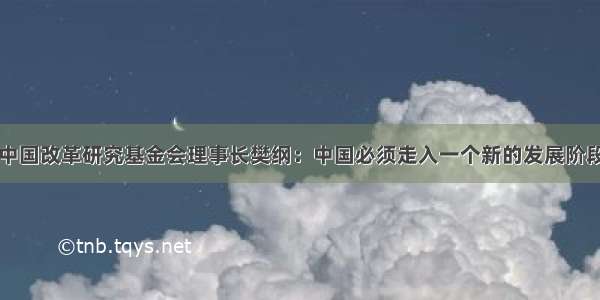 中国改革研究基金会理事长樊纲：中国必须走入一个新的发展阶段