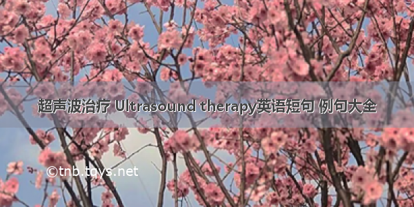 超声波治疗 Ultrasound therapy英语短句 例句大全