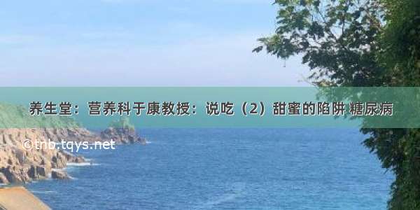 养生堂：营养科于康教授：说吃（2）甜蜜的陷阱 糖尿病