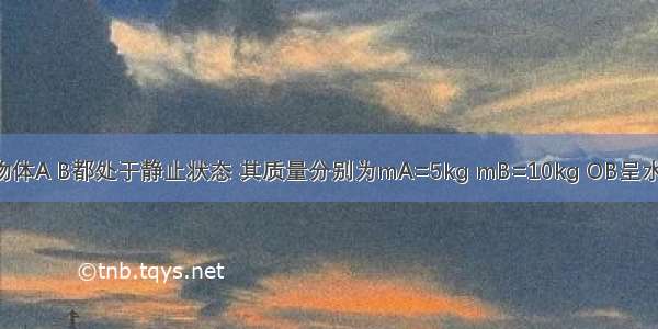 如图所示 物体A B都处于静止状态 其质量分别为mA=5kg mB=10kg OB呈水平 OP与竖