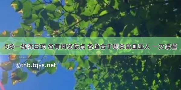 5类一线降压药 各有何优缺点 各适合于哪类高血压人 一文读懂