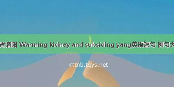 温肾潜阳 Warming kidney and subsiding yang英语短句 例句大全