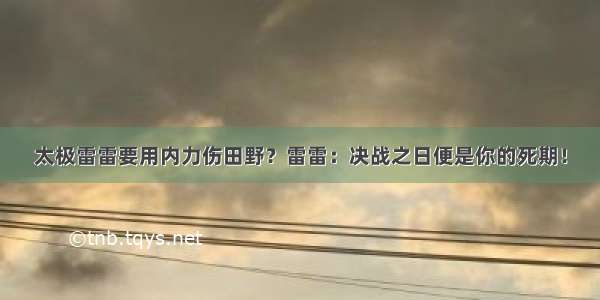 太极雷雷要用内力伤田野？雷雷：决战之日便是你的死期！